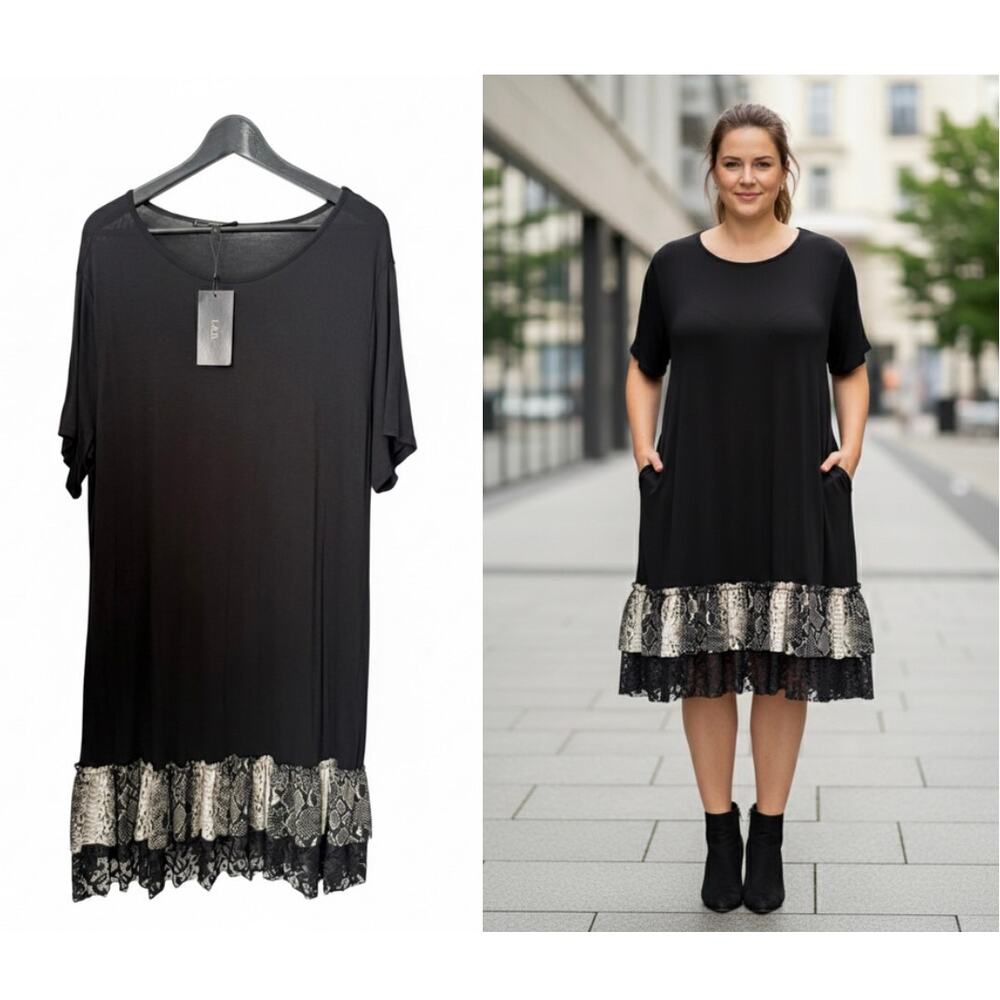 NWT Lucky & Blessed Western Gothic Snake Print Boho Lace Dress Large